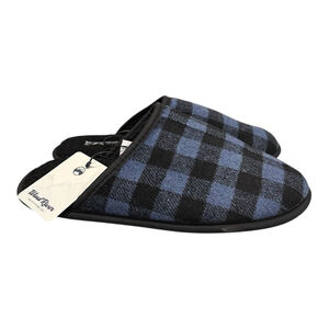 WindRiver Slippers Mens Size 11 Blue Buffalo Plaid Mule House Shoes Indoor Cozy